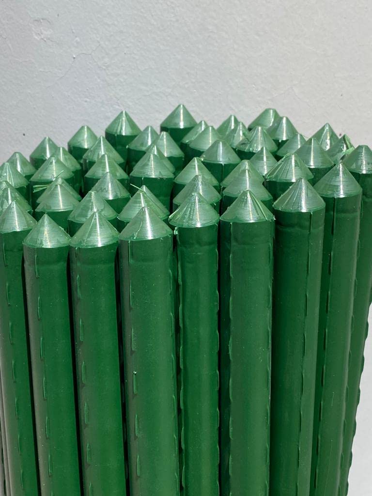 Tutor acero plastificado con punta 20mm x 1.8m. 50uds. Color verde, entutorado y guiado de plantas firme y duradero