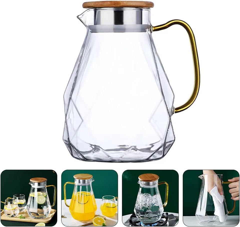 Hemoton 75Oz Cold Water Pitcher with Leak-Resistant Lid and Comfortable Handle - Wide Mouth Glass Jug for Iced Tea Juice and Party Beverages - Image 7