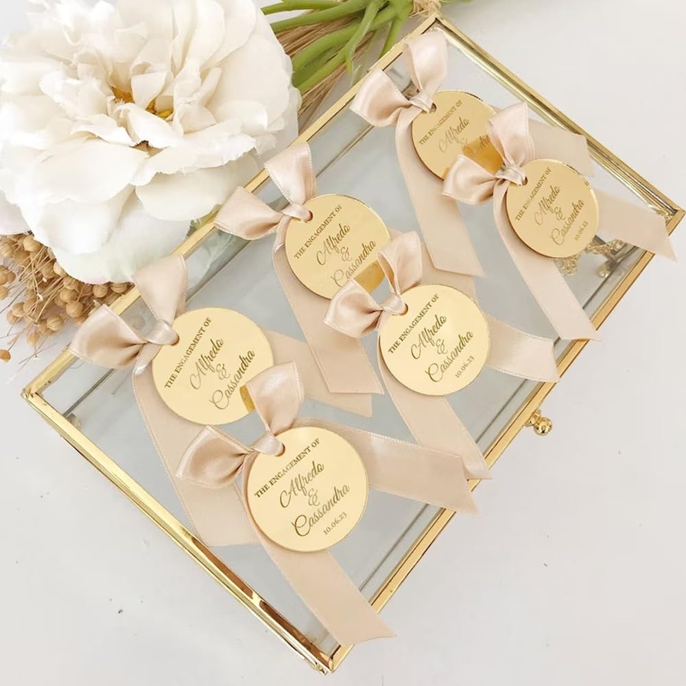 Personalisierte Spiegel-Acryl-Anhänger Für Hochzeits- Und Verlobungsgeschenke, Individuell Gravierte Namensschilder, Babyparty- Und Taufdekoration, Geschenkanhänger Für Gastgeschenke(100pcs)