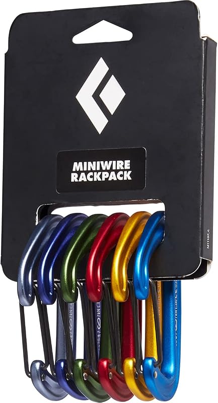 MiniWire Rackpack, Ultralight Wiregate Carabiners, 6 Pack | hot-forged construction, keylock nose for snag-free clipping, for belays, anchors, rappels, gym, sport, and trad climbing