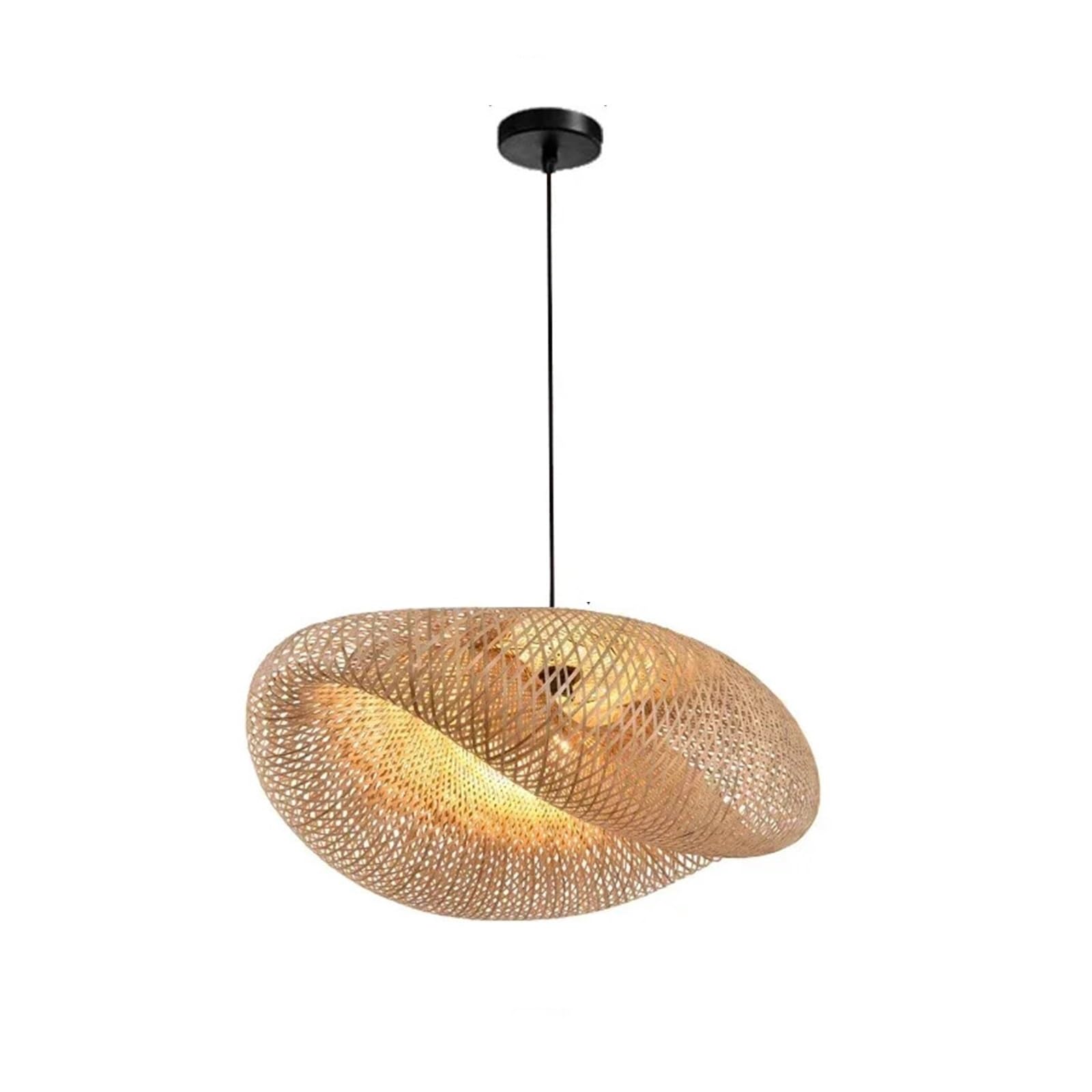 Rattan Lampshade Pendant Lamps Lights Rattan Wicker Hand Knit Suspended Braided(Style B-color4 Base)