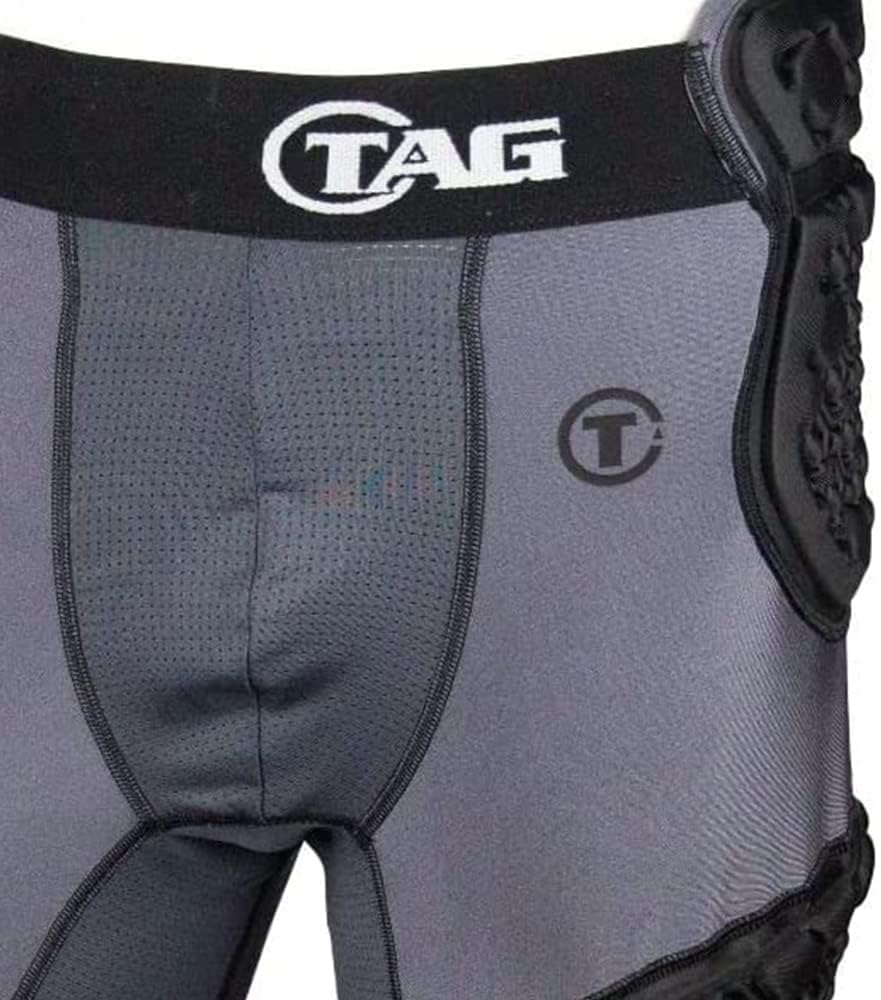 TAG ALT III Adult High-Rise 5-Pad Integrated Girdle - Moisture-Wicking Padded Compression Girdle for Football - Mesh Ventilated Gussets - Sewn-in Hip, Tail, and Thigh Pads