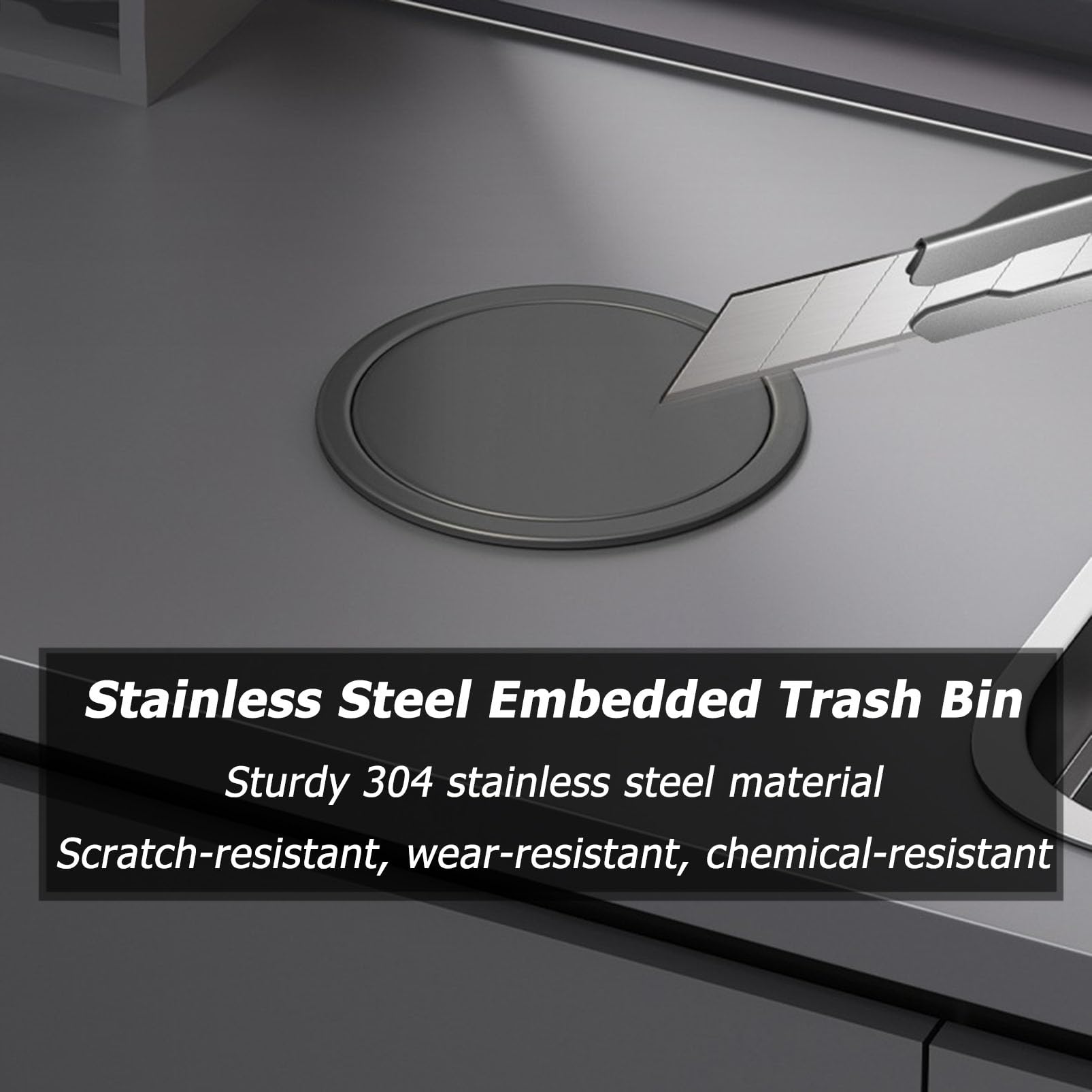 Genérico Papelera empotrable con Tapa, contenedor de Reciclaje de Acero Inoxidable para encimera de Cocina, Oficina o Dormitorio.