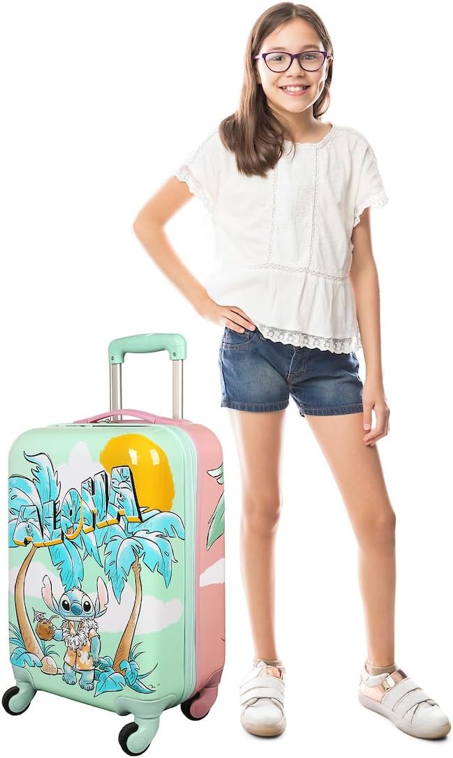 Bioworld Lilo & Stitch Dual-Side Tropical Stitch & Angel Print 20" Adult ABS Luggage