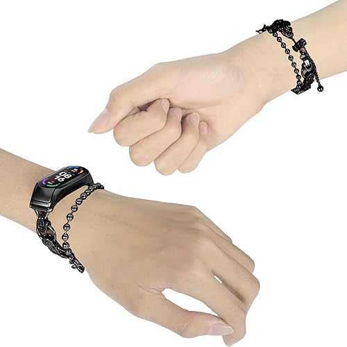 Miniatura 6 de Compatible con la correa Mi Band 4 Barcelet, pulsera ajustable de 5.5 a 8.0 pulgadas, correa de repuesto de acero inoxidable para mujeres y hombres,