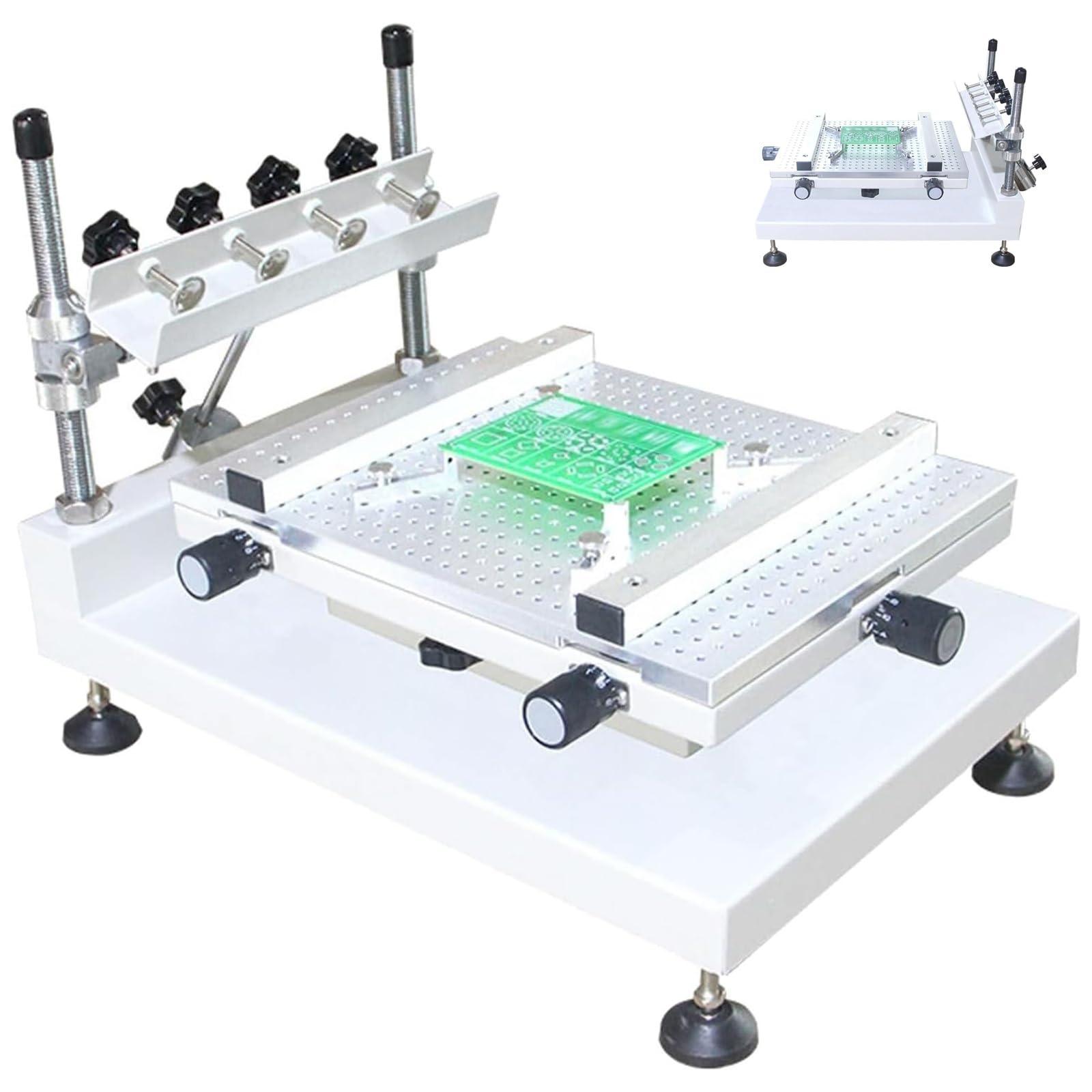 Impresora manual de pasta de soldadura, estación de serigrafía de alta precisión para ensamblaje de componentes electrónicos y procesamiento de placas de circuito en fabricación a pequeña escala