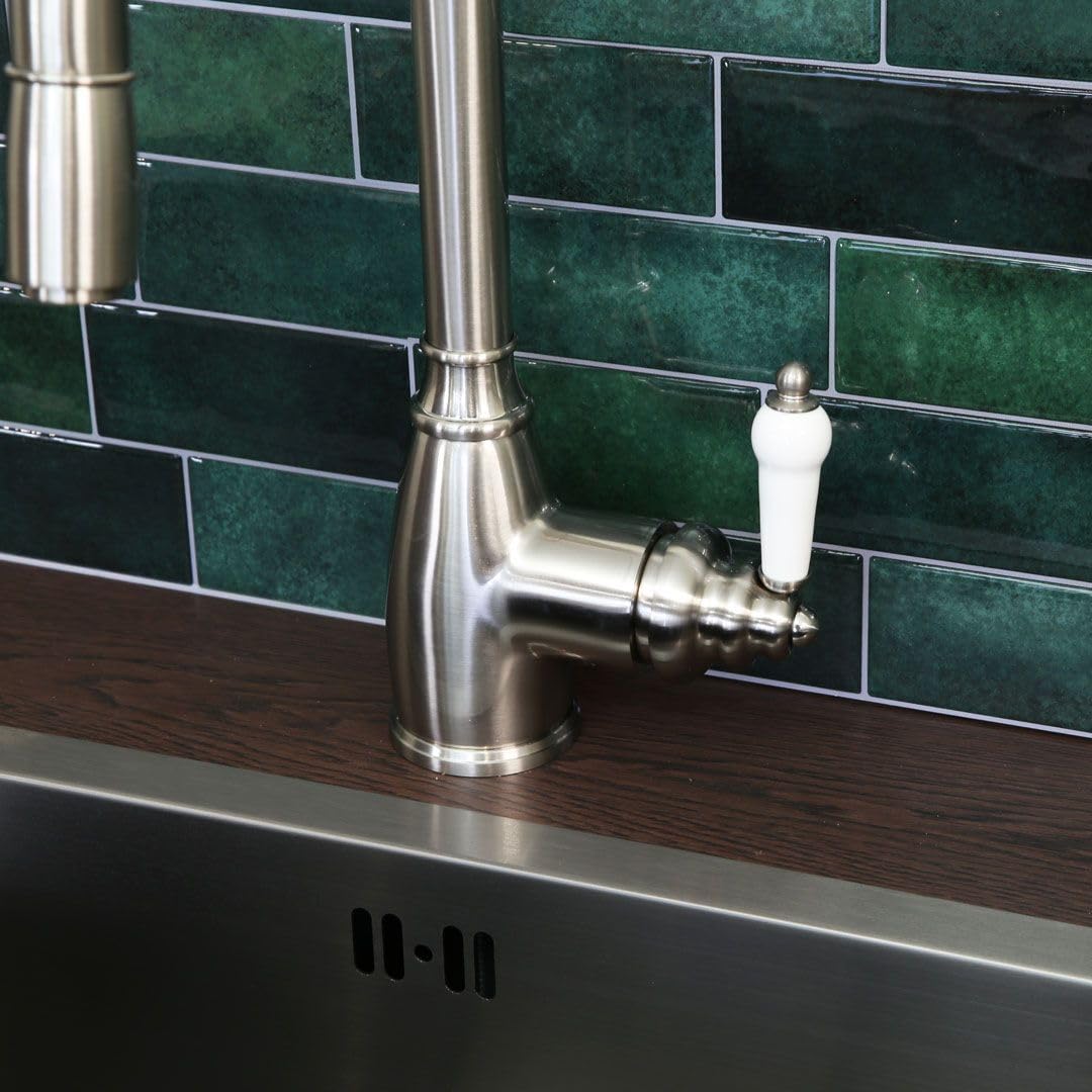 Essebagno Grifo de cocina Ascott con ducha de mano en acero cepillado