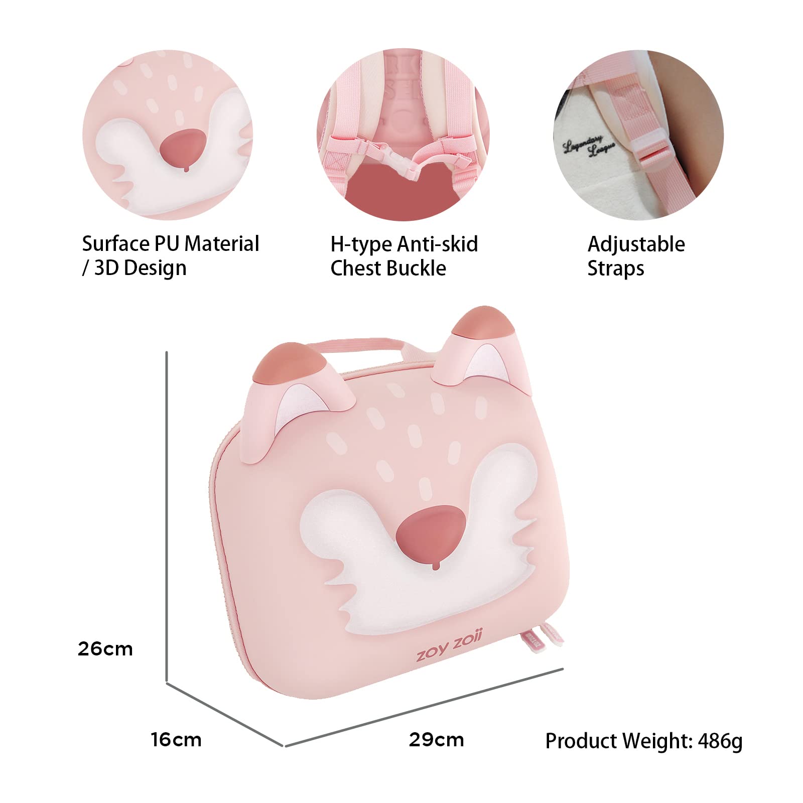 Zoyzoii Zaino per Bambini - Zaino Asilo Bambino Animale Scuola Borsa Zainetto Bambina da 2 a 8 Anni Idee Regalo per Ragazza e Ragazzo per Compleanno,Nuovo Semestre,Viaggi