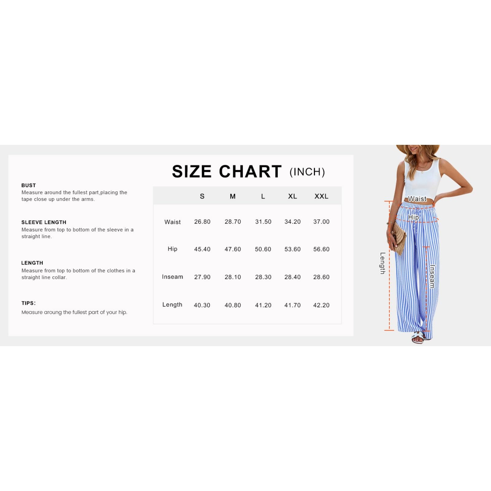 Pantalon Large pour Femmes à imprimé rayé, Taille élastique avec Cordon, Pantalon décontracté Taille Haute, Pantalon Large