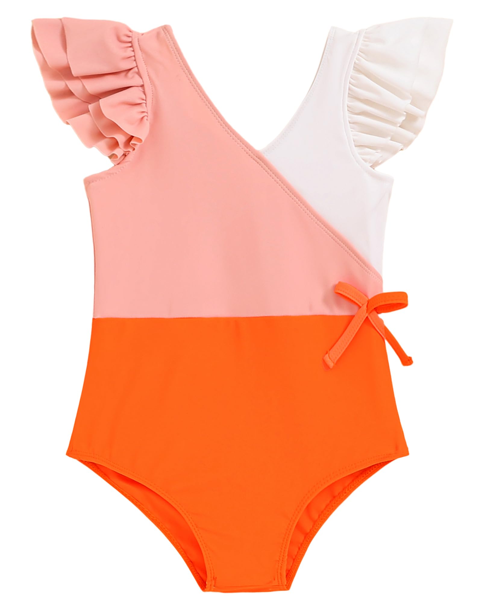 Mioglrie Toddler Baby Swimsuit Girl Bathing Suit Girl 2T 3T 4T 5T 6T Girls One Piece Swimsuits Color Block Swimwear