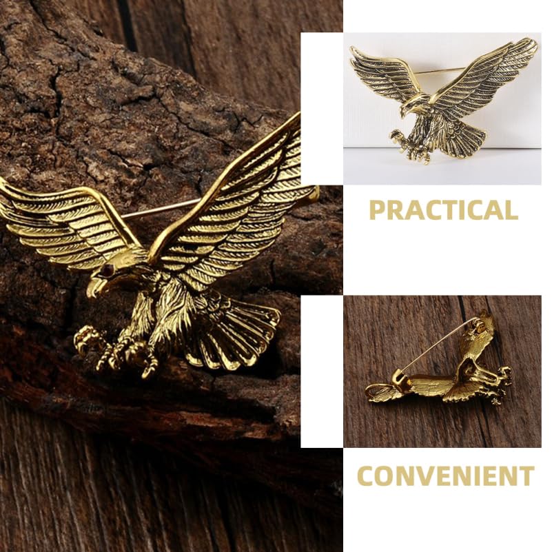 Image of GALPADA 2pcs Vintage Eagle Brooch Gold Plated Animal Hawk Lapel Pin Flying Bird Breastpin for Women Men Jewelry Gift, 5.00X3.20X1.50CM, 0WHB14U310MAXMDW542IUJK