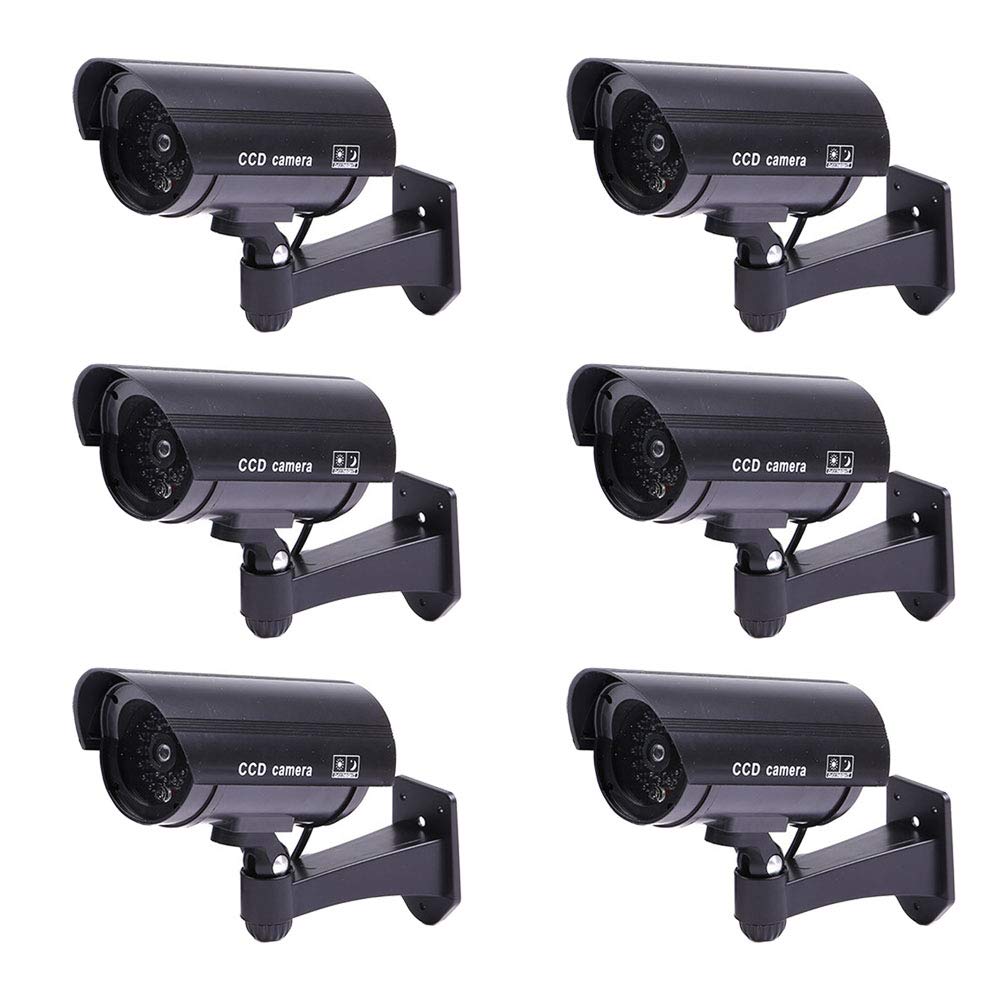 ELEAR™ 6 X noir Fausse sécurité fictive Caméra CCTV imperméable à l'eau IR LED Surveillance intérieure extérieure