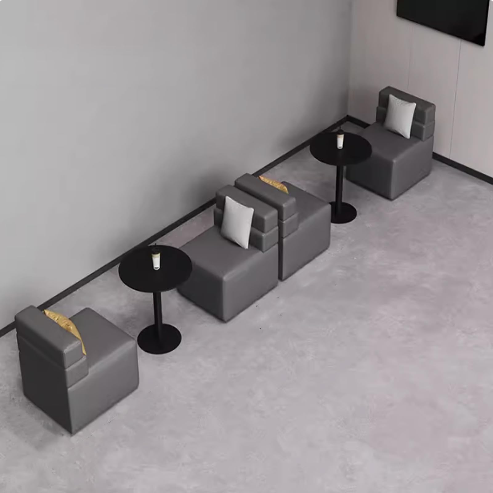 Sofá modular modular de cuero, sofá en forma de L para recepción de oficina, sala de espera, vestíbulo de hotel, cafetería, centro de entrenamiento
