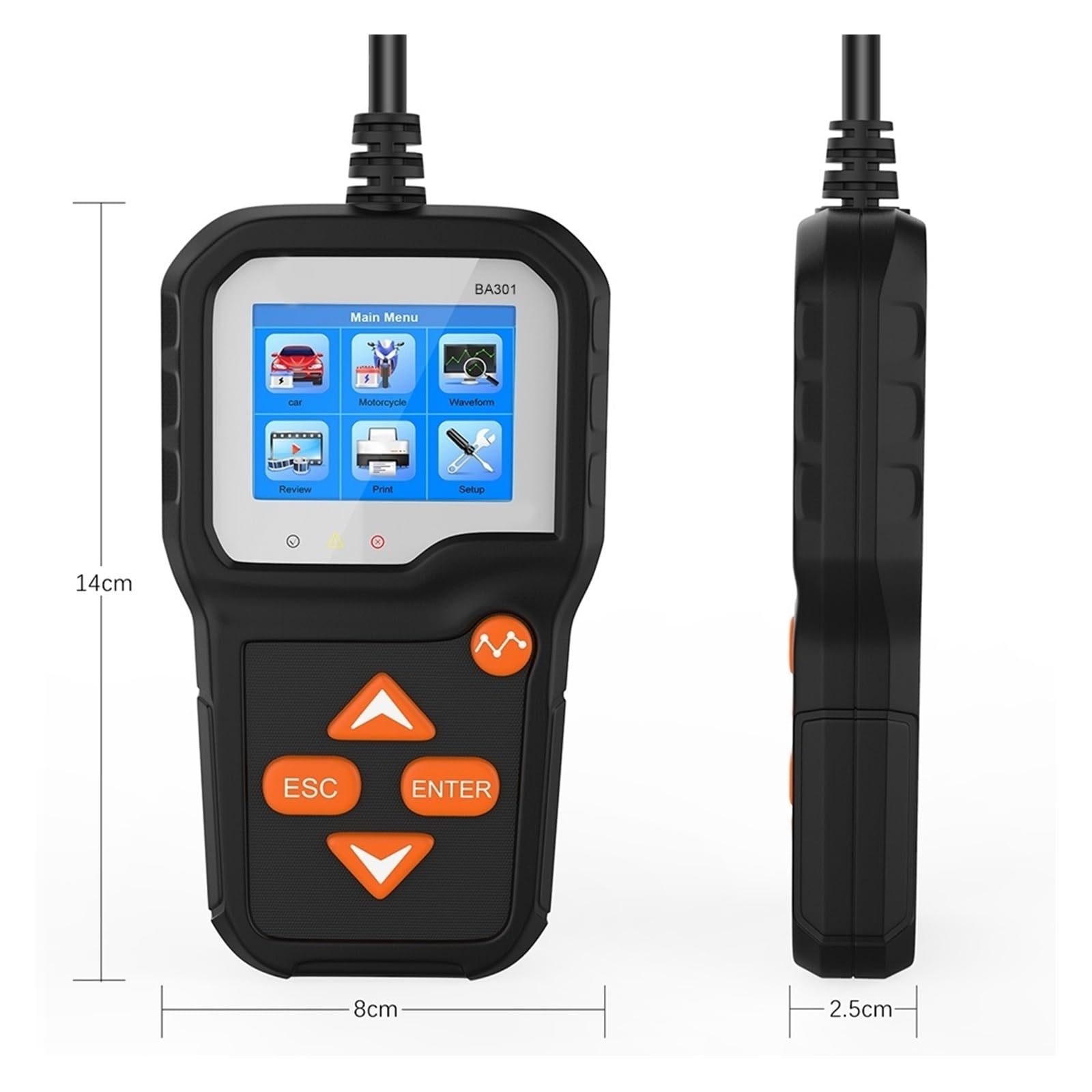 Tester per batteria auto, BA301 Tester for batterie for auto Prova di avviamento for moto 2000 CCA Analizzatore caricabatterie for for barche Strumenti for autoveicoli