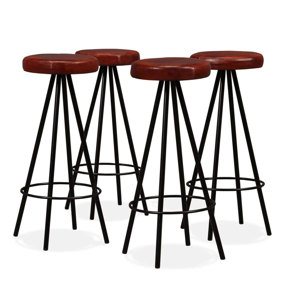 Tabouret de bar en cuir véritable marron Mangloder, lot de 4 sièges de cuisine 30 x 76 cm