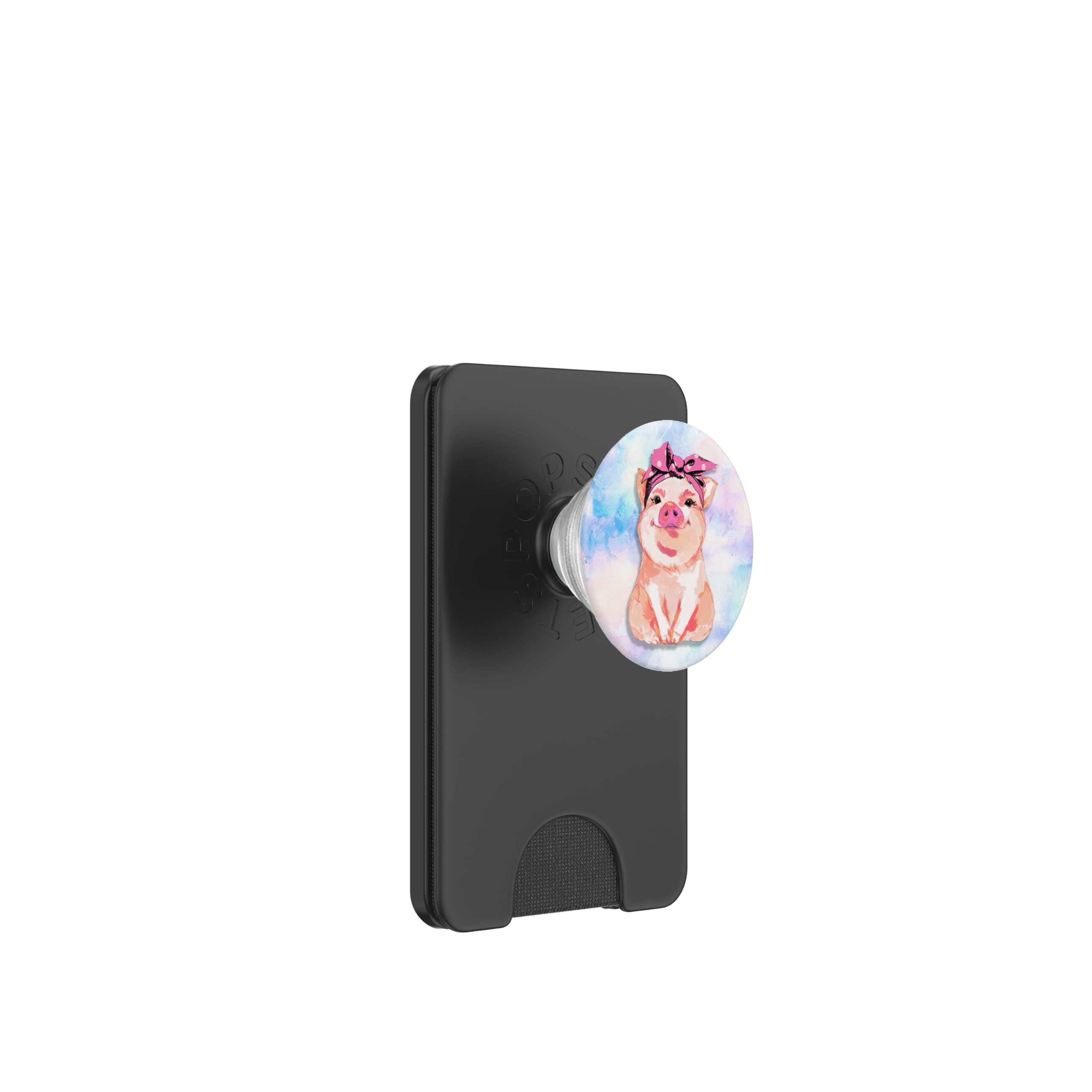 Cute Pig Face with Bandana Design on Watercolor Background PopSockets PopWallet for MagSafe