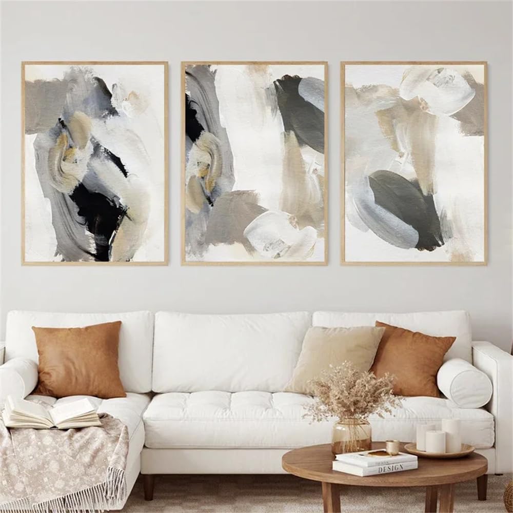 Wuhbcz White Canvas Paints-Abstract Watercolor Wall Art Canvas Painting Nordic Rendering Poster Office Living Room Wall Prints Picture Home Decoration Artwork-60 * 70Cm/3Pcs (No Frame)