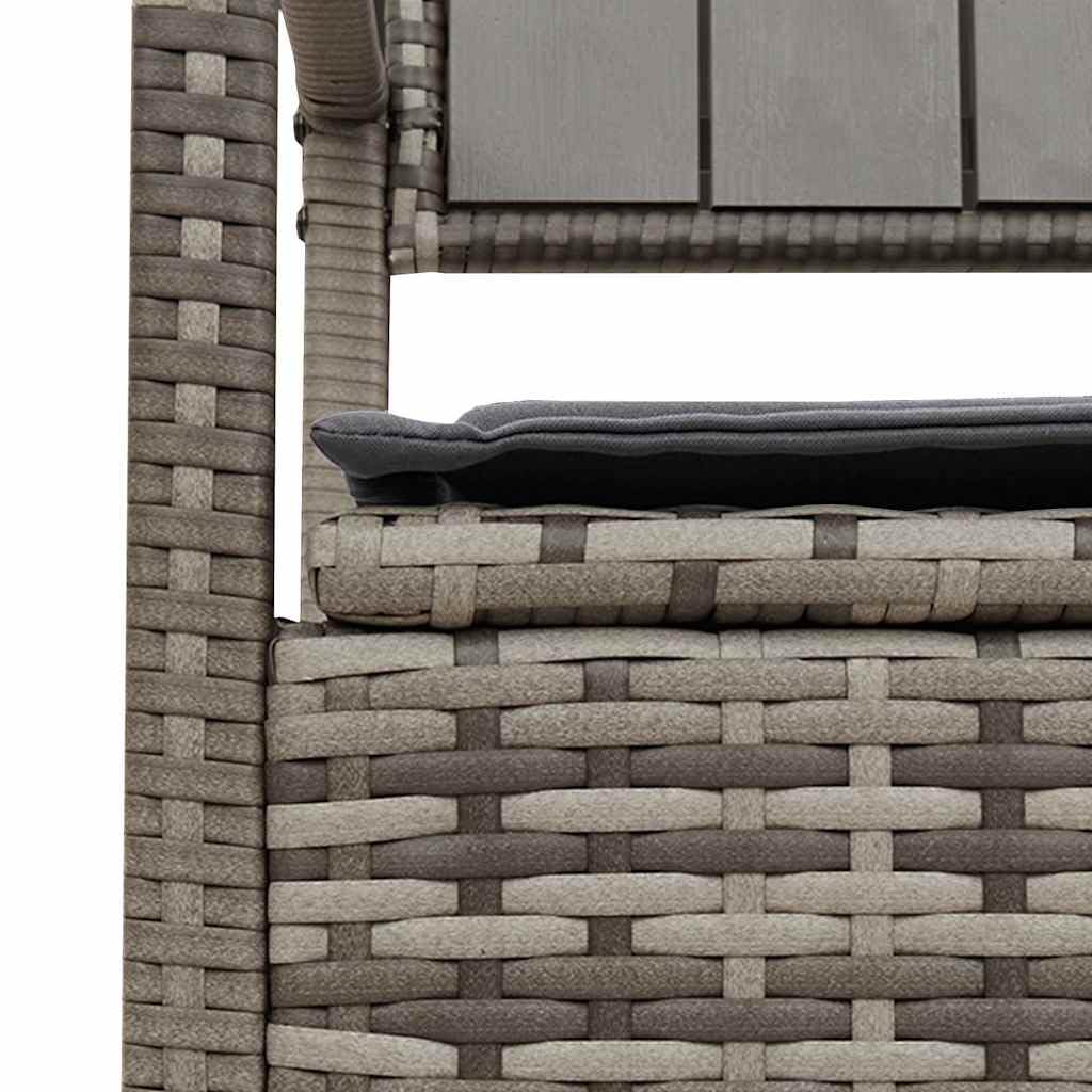 vidaXL Gartenbank mit Stauraum und Kissen Grau Poly Rattan, Gartenbank, Parkbank, Outdoor-Bank, Sitzbank, Terrassenbank, Außenbank, Gartenmöbel