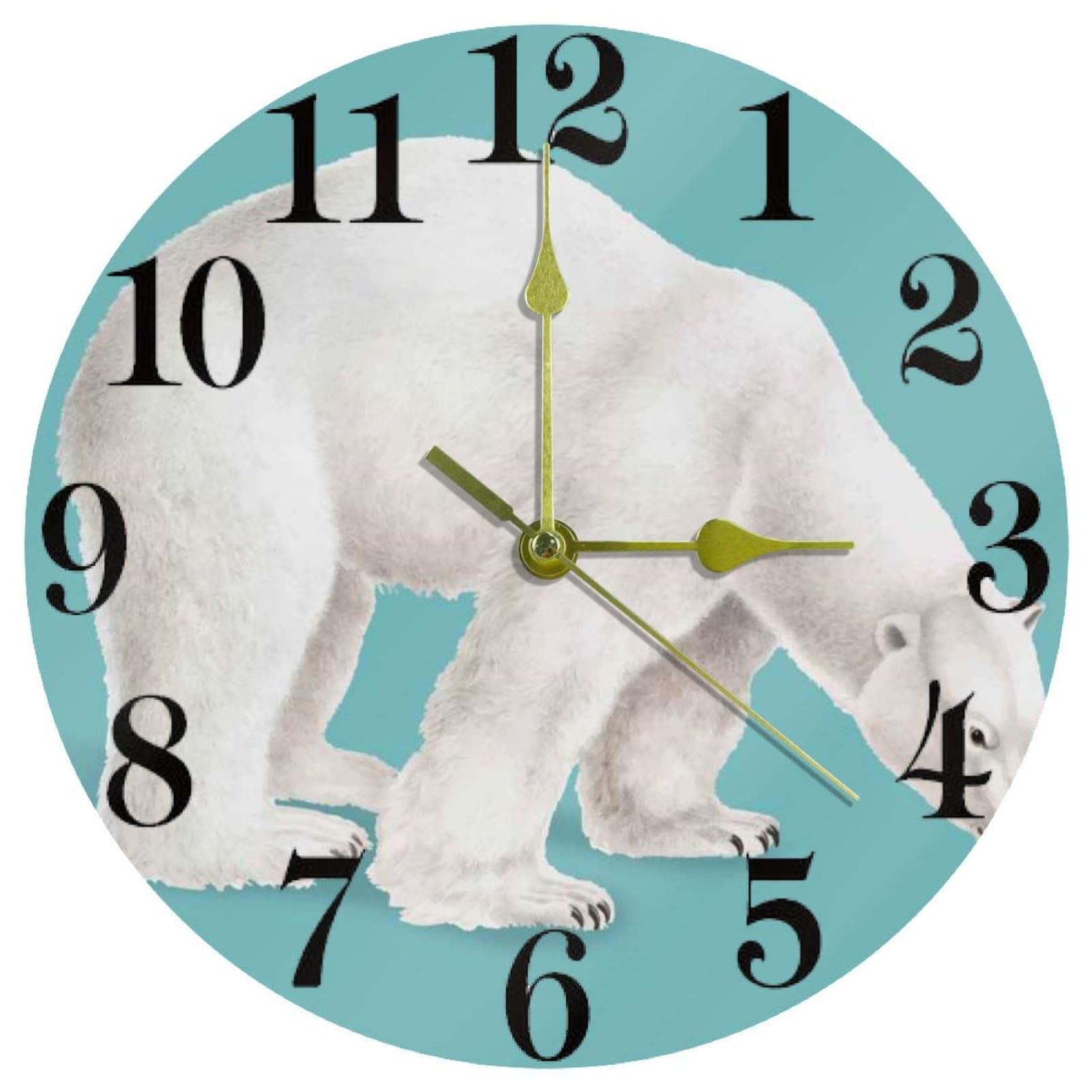 Horloge murale à quartz silencieuse ours idée cadeau pendaison crémaillère