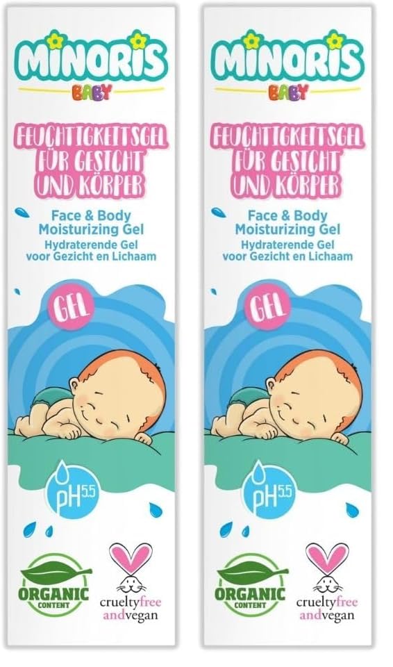 Minoris Baby Yüz & Vücut Nemlendirici Jel | Organik, Doğal, Vegan & Cruelty-Free | pH 5.5, Dermatolojik Olarak Test Edilmiş, Zararlı Kimyasallar İçermez | Hafif ve Hassas Bebek Bakımı 200 ml
