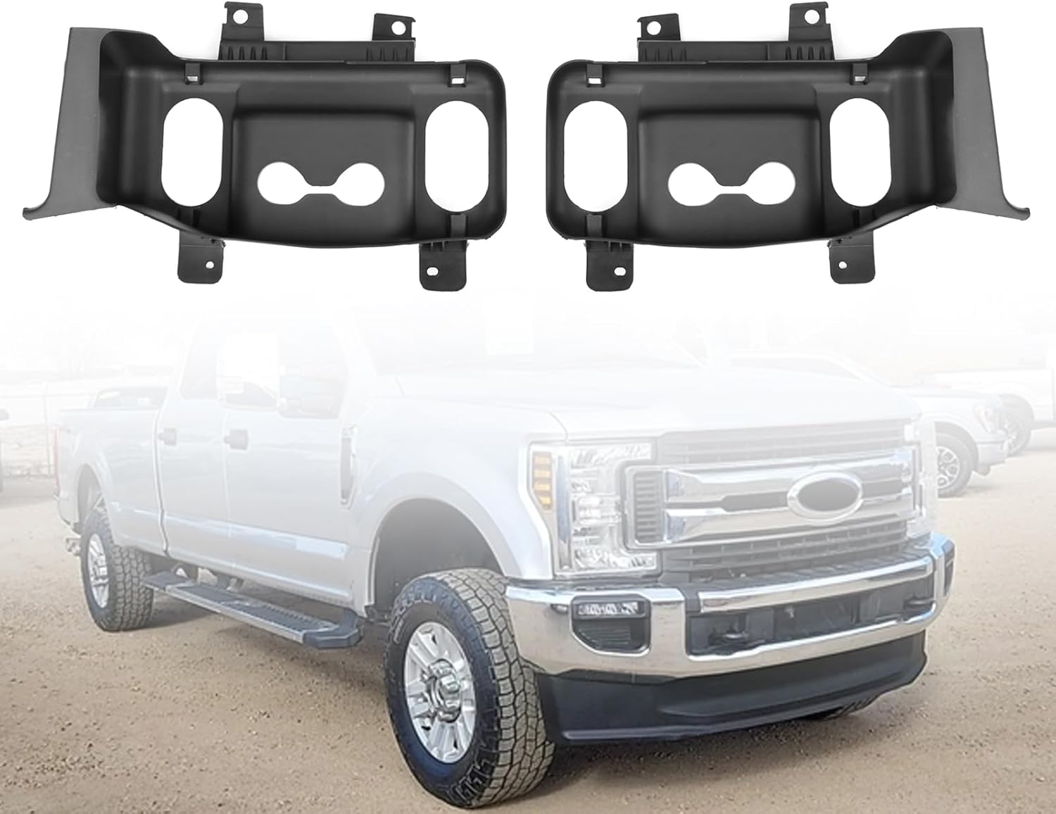 Front Bumper Tow Hook Trim Cover Panels Compatible with Ford F-250 F-350 F-450 F-550 Super Duty 2017-2019 Pair LH+RH Replacement HC3Z8311H, HC3Z8310G