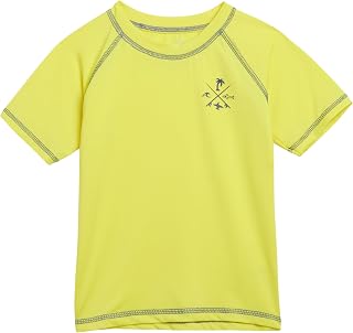 Quad Seven Toddler Boys Short Sleeve Rash Guard Swim Shirt (2T-4T) | UPF Quick-Dry Stretch Fabric Blocks Harmful Rays, Lightweight Beach and Pool Comfort for Water Play and Surf