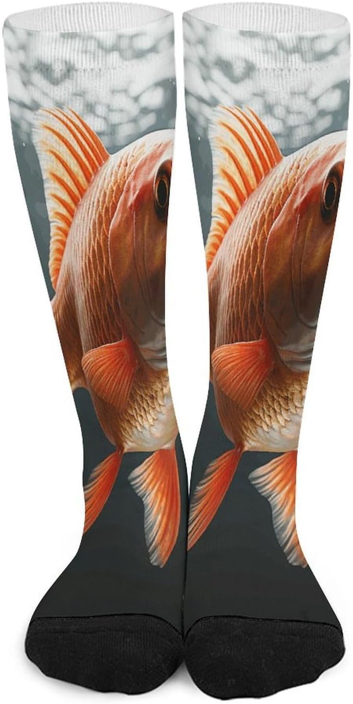 Real Fish Compression Sock Breathable Support Socks Lightweight Knee High Tube Socks for Women Men