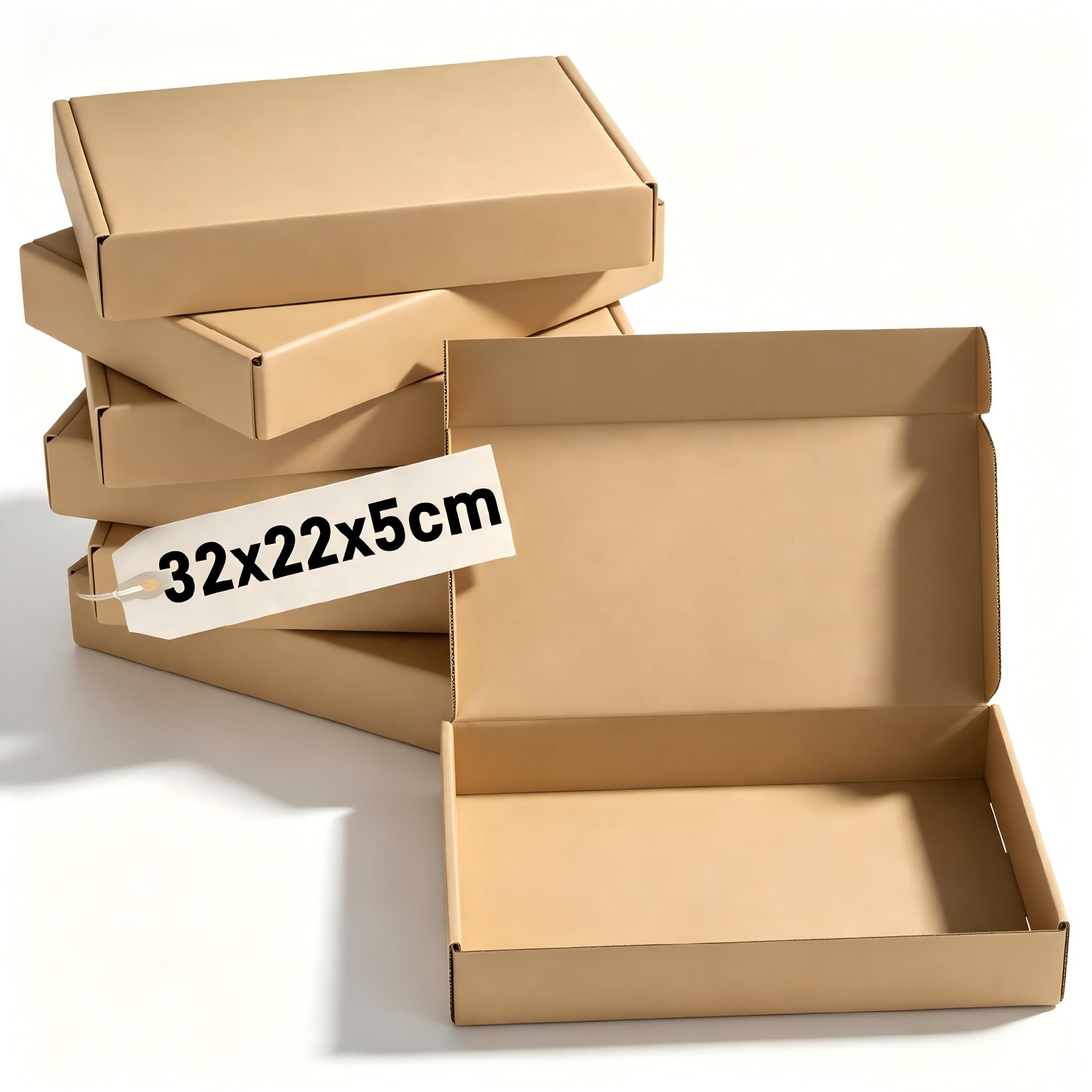 Maxibrief Postkarton 32x22x5cm, 60 Stück faltbare Wellpappe | Einfach faltbar ohne Kleber oder Werkzeuge, platzsparend lagerbar und sofort einsatzbereit für tägliche Warensendungen