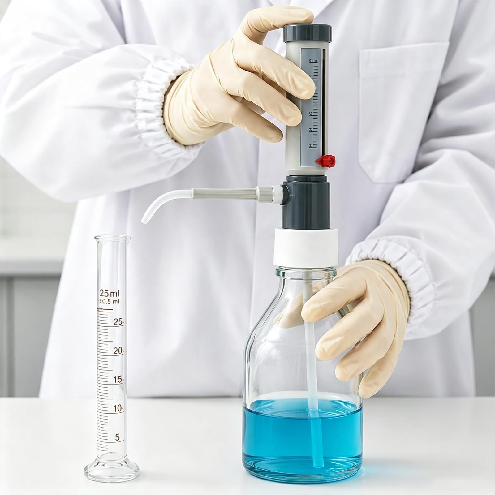 Dozownik Na Butelkę Do Szklanych Butelek O Pojemności 2000 Ml, Regulowana Skala Objętości, Dozownik Cieczy Odporny Na Działanie Chemikaliów, Do Bezpiecznego I Dokładnego Pipetowania Kwasów,