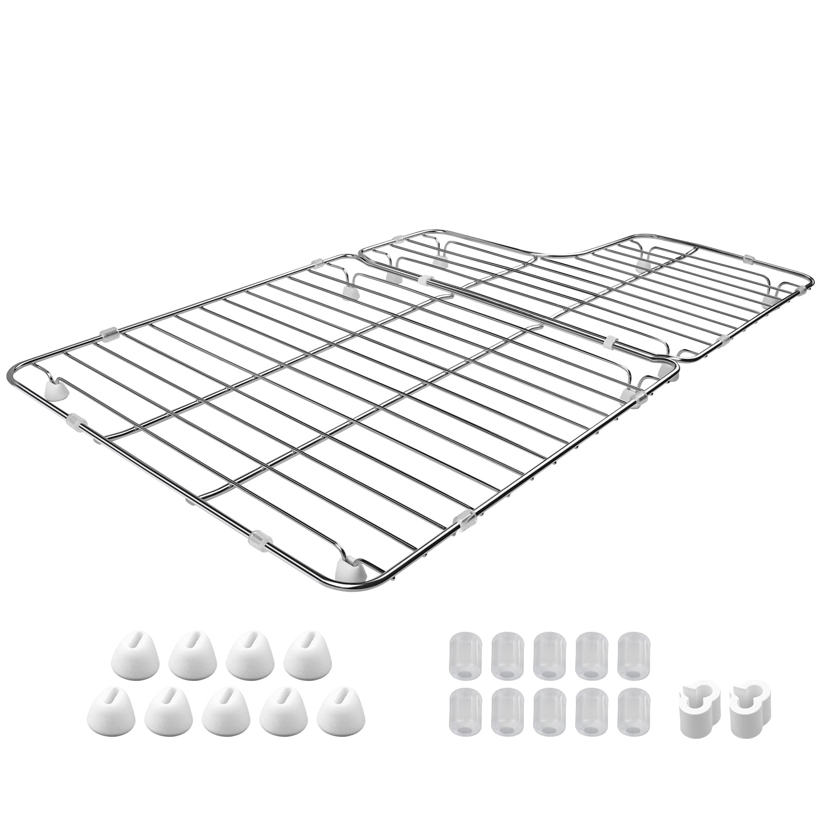 Malhehey K-6449-ST Kitchen Sink Rack for Kohler Whitehaven K-5826 & K-5827 – 304 Stainless Steel Sink Protector Grid, Fits 26.18"x14.76"