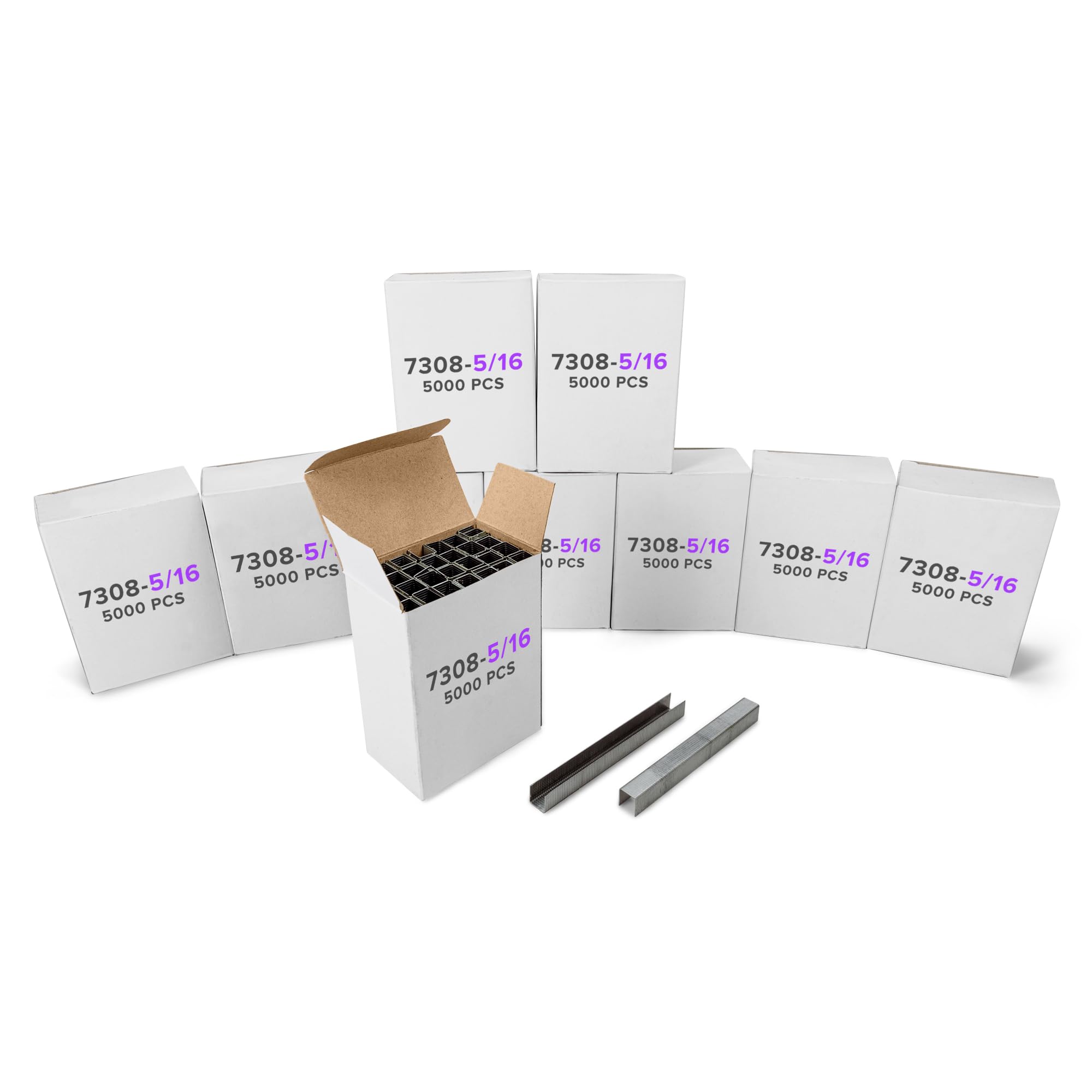 Grapas resistentes para alicates de grapado HSP-12, 7/16 x 5/16 x 0.04 pulgadas (10 cajas, 50000 piezas) - Grapas inoxidables duraderas y resistentes - Caja de grapas industriales de acero galvanizado
