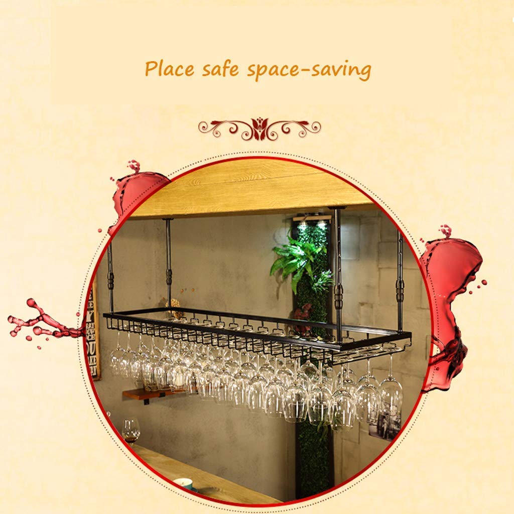 Generico Portabottiglie Bar Ristorante Supporto da Parete Sospeso per Bar Realizzato in Metallo Soffitto Scaffale da Parete in Altezza Regolabile Organizzatore di Stoccaggio Cremagliera Bronzo 120 *