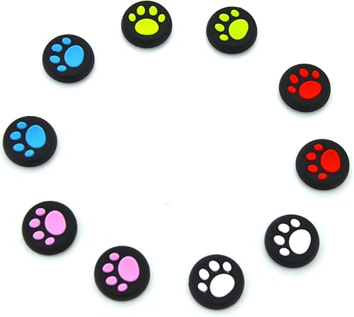 yueton 5 Pairs Replacement Cat Pad Style Silicone Analog Controller Joystick Thumb Stick Grip Cap Cover for Sony Playstation 4 Controller