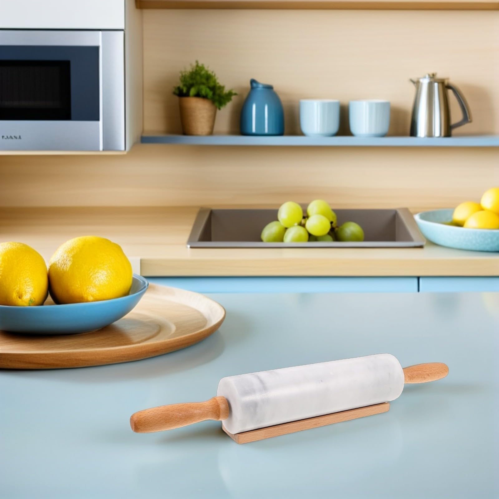 Rodillo de Mármol Ergonómico para Amasar Masa, Resistente a Deformaciones, Adecuado para Cocinas Domésticas y Reposterías Profesionales, Pack de 3 Unidades