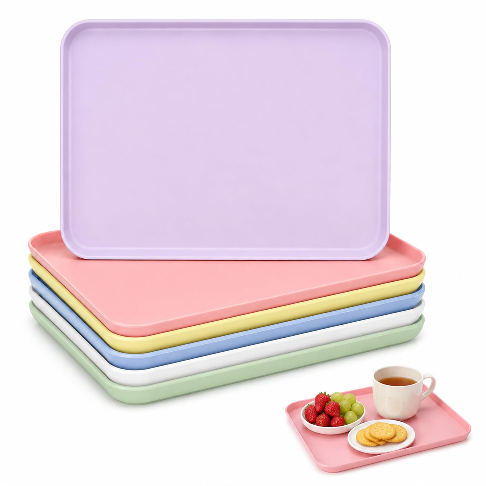6 Pcs Plastic Serving Tray