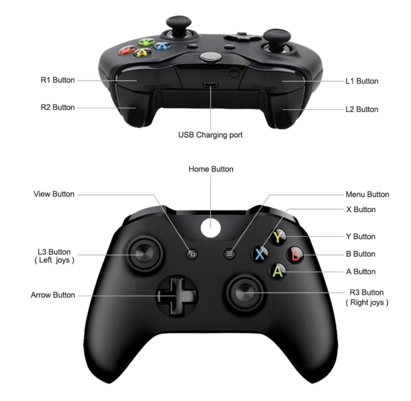 CHASDI Controller Compatible with Xbox one Wireless Controller V2 with USB Cable for all Xbox One Models, Series X S and PC (Black)
