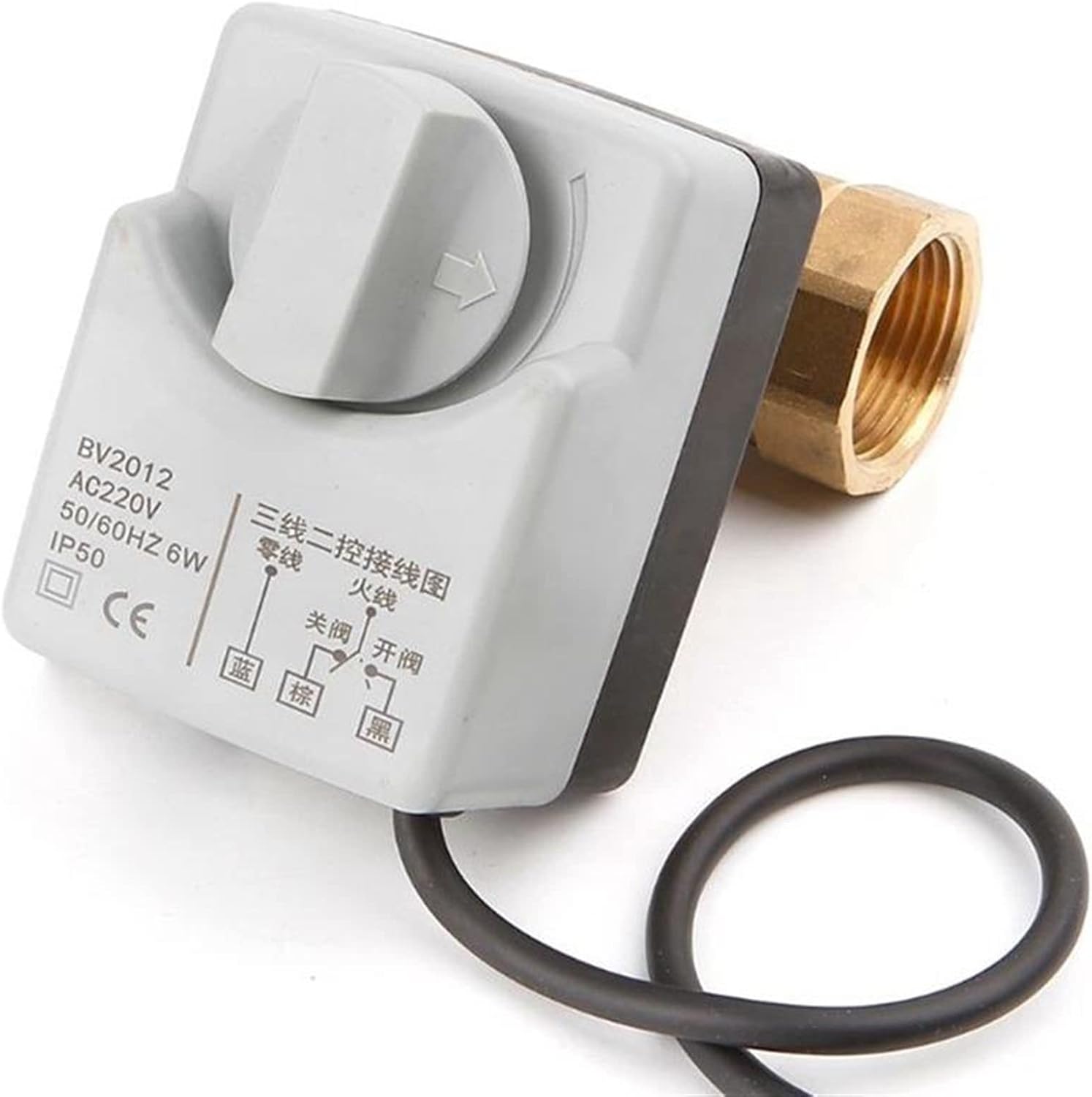 1/2" to 2" Electric Actuator with Manual Control 2 Way 3way Brass Electric Ball Valve for Water/Oil/Air Replace Solenoid Valve(Ac220v-2 Way,DN15)