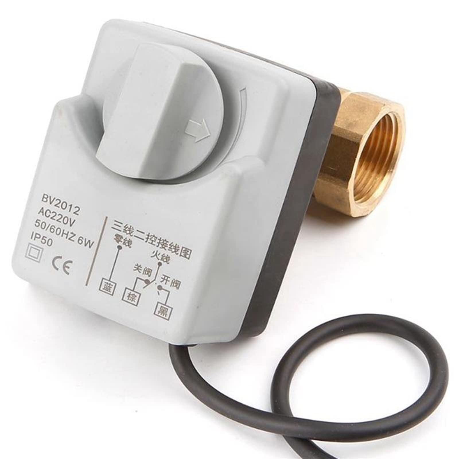 Actuador eléctrico de 1/2 "a 2" con Control Manual válvula de Bola eléctrica de latón de 2 vías y 3 vías for válvula solenoide de reemplazo de Agua/Aceite/Aire(Ac220v-3 Way,DN20)