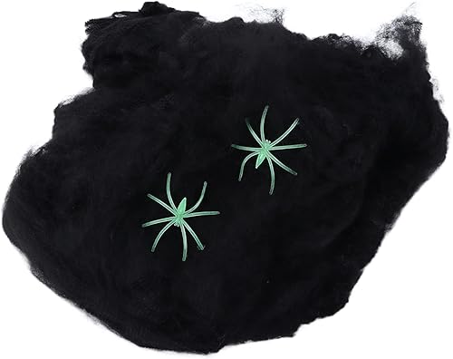 Miniatura 3 de GLOGLOW 5 piezas de telaraña de Halloween, decoración colorida de tela de araña elástica con arañas falsas para Halloween, suministros de fiesta en