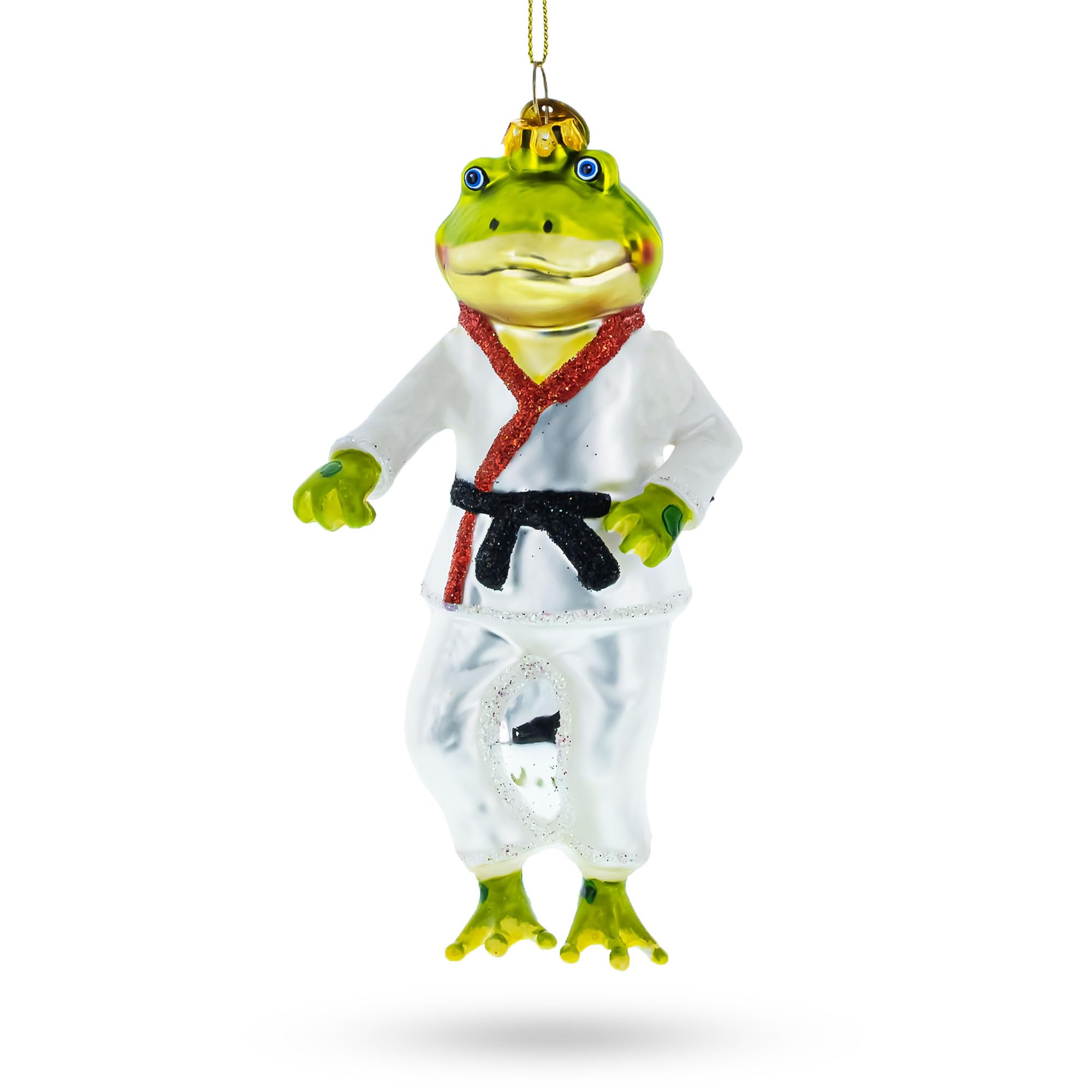 Grenouille en verre soufflé arts martiaux pour sapin de Noël