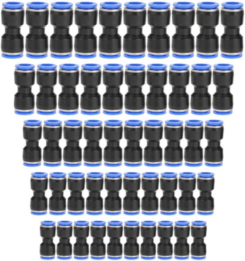 Straight Push Connectors, 4/6/8/10/12 mm Quick Release Plastic Push to Connect Fittings Kit, 50 Pcs Air Line Fittings for 5/32 1/4 5/16 3/8 1/2 Tube