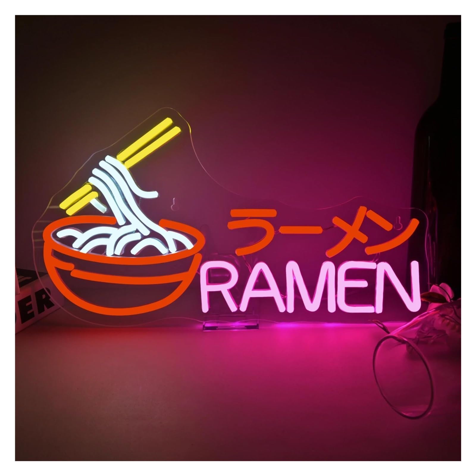 SHOUXI Sign Lamp Ramen Japanese Neon Sign USB Powered for Noodles Store Wall Decor Kitchen Dinning Room Party Business 42cmх23cm