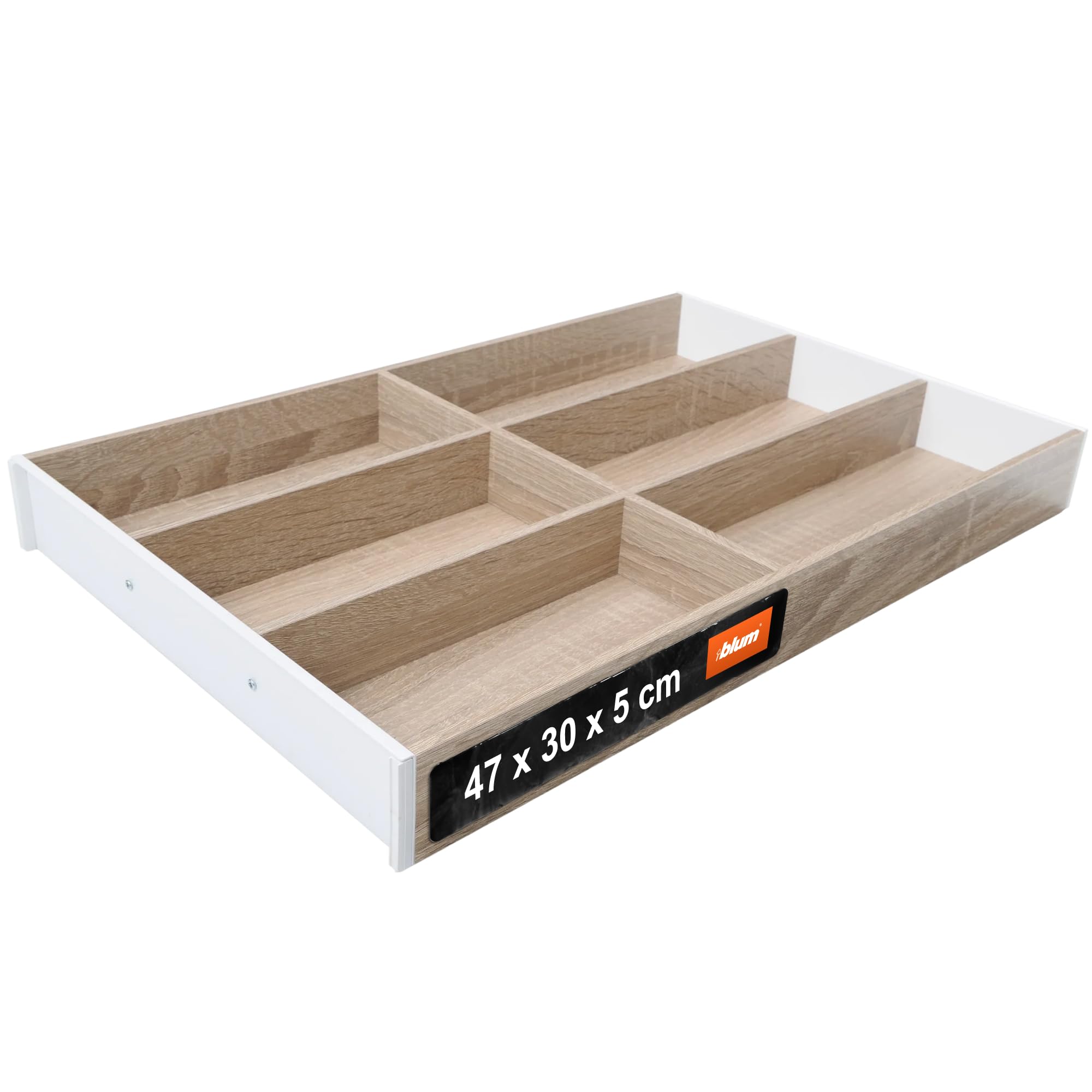 blum AMBIA-LINE range-couverts | organiseur de tiroir premium pour cuisines et meubles modernes | trie et range couverts avec clarté | avec pieds antidérapants | 47 × 30 × 5 cm | Chêne Bardolino