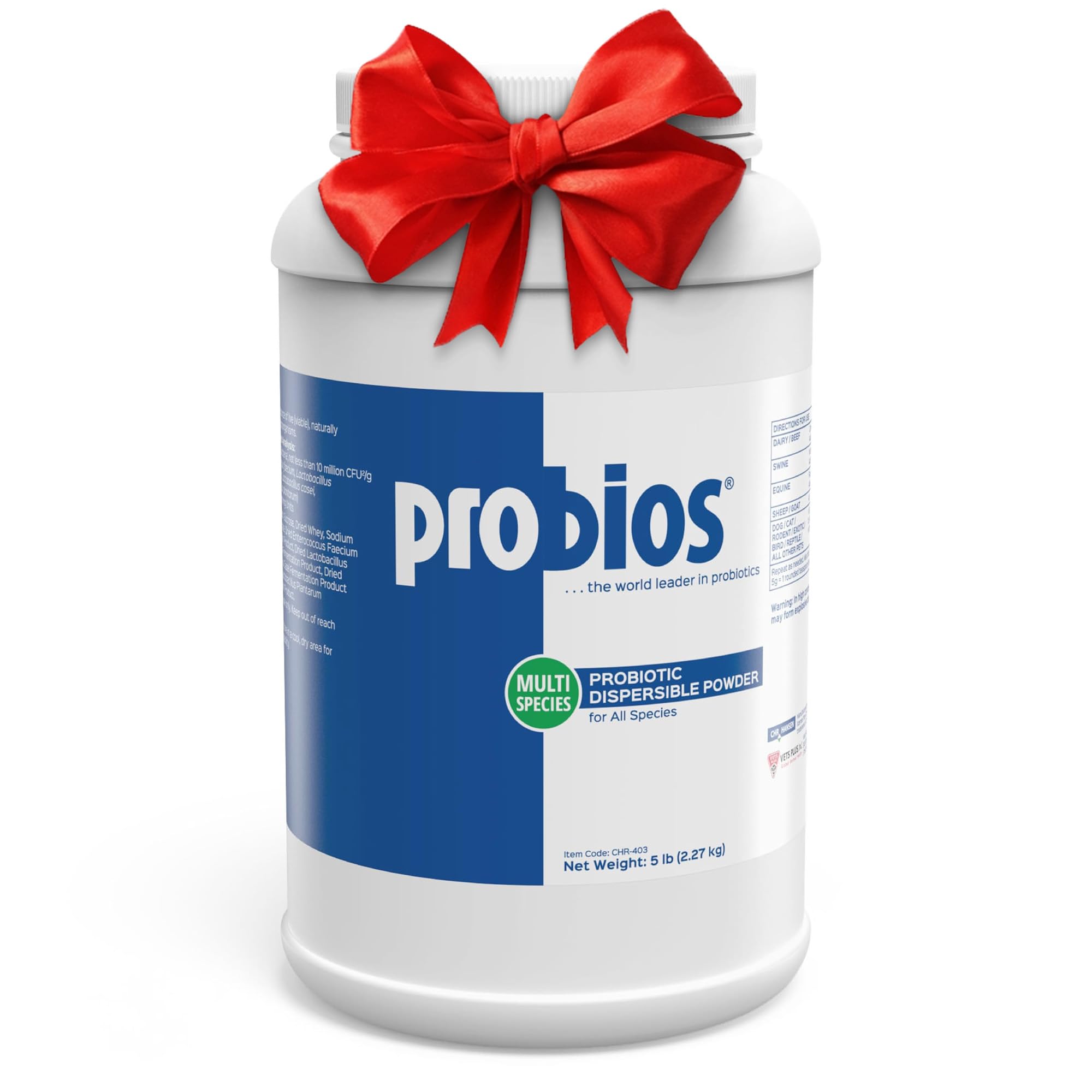 Probios Digestive Support Probiotic for All Species, Probiotics for Gut Health, Dispersible Powder, 5 lbs