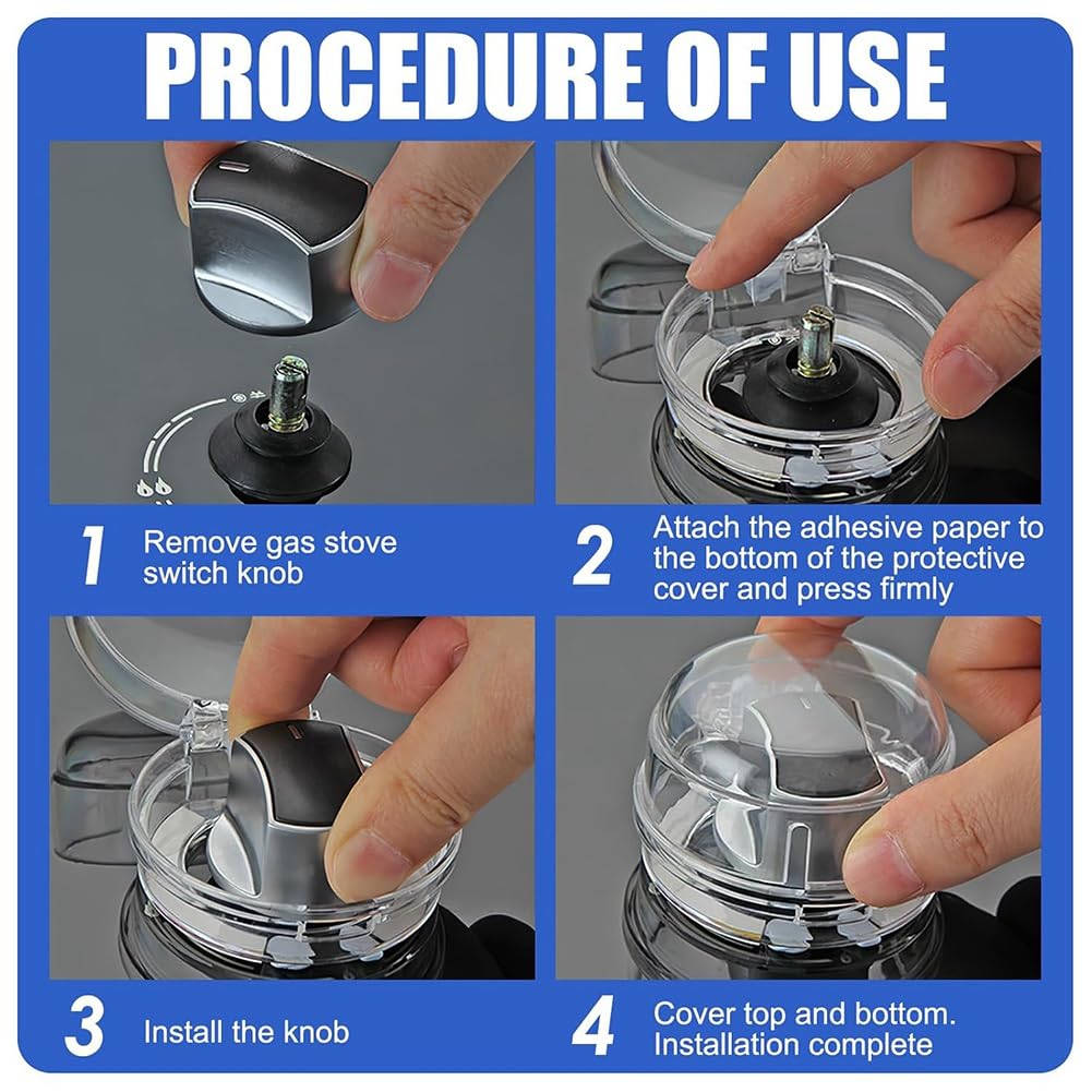 Bloepum 6 Pack Stove Knob Safe Covers, Universal Transparent Child Proof Stove Knob Covers,Heat- Gas Stove Cover Clear