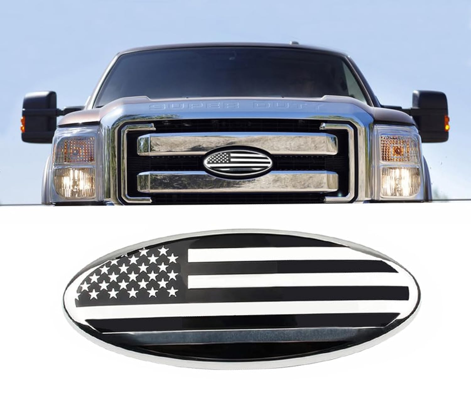 Chrome & Black Punisher Logo Tailgate Emblem – Fits Ford F-150 F-250 Ranger Escape – 7 Inches