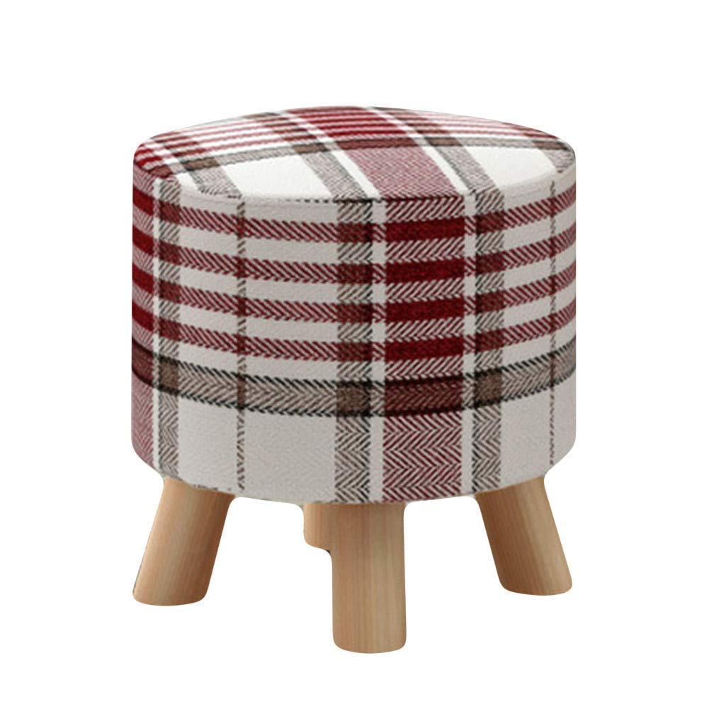 Pouf repose-pieds moderne avec assise rembourrée et petit tabouret bas en bois