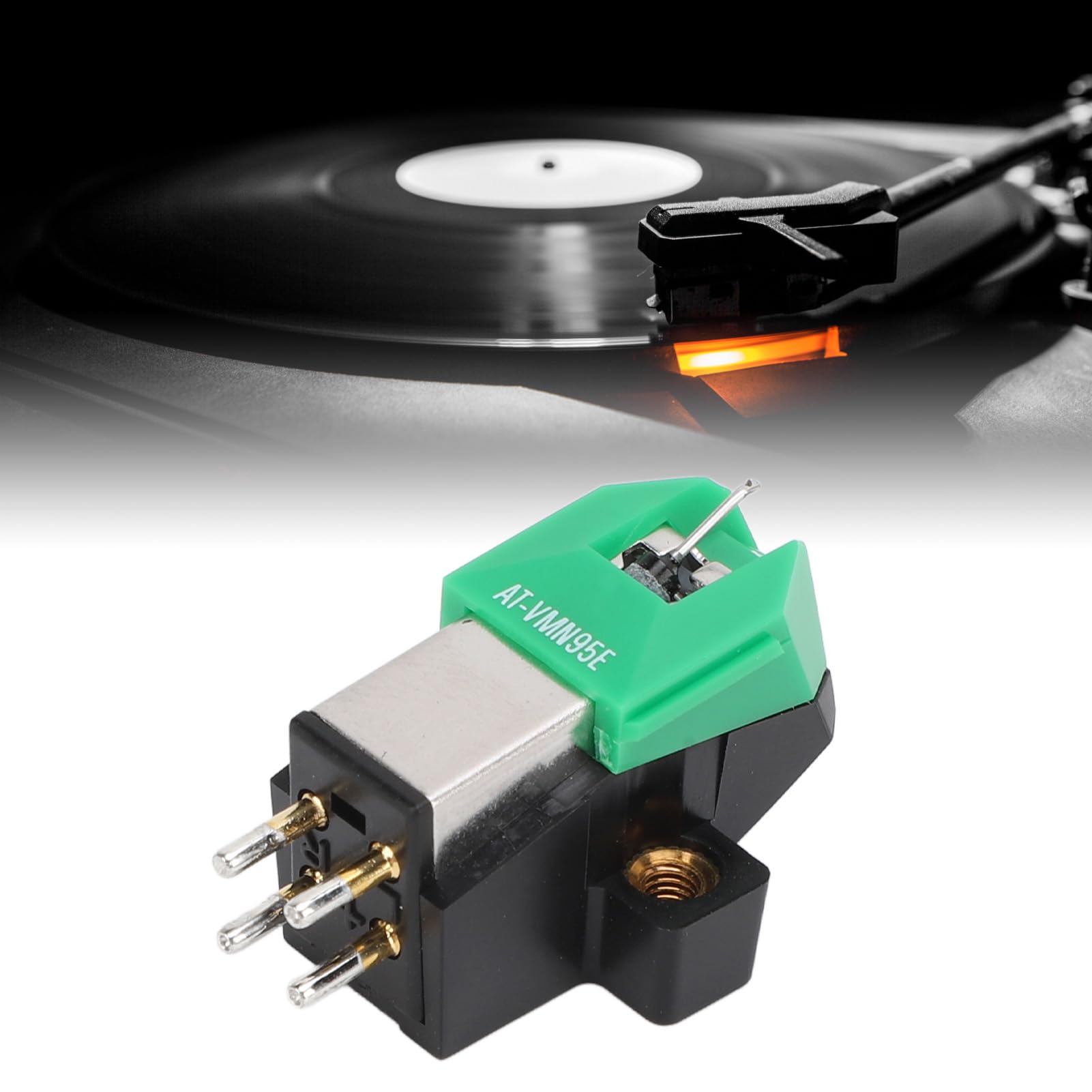 Cartuccia Giradischi AT-VM95E A Doppio Magnete Mobile - Verde, Forza Tracciamento 2.0g, Gamma 20-22 KHz, Con Protezione Puntina