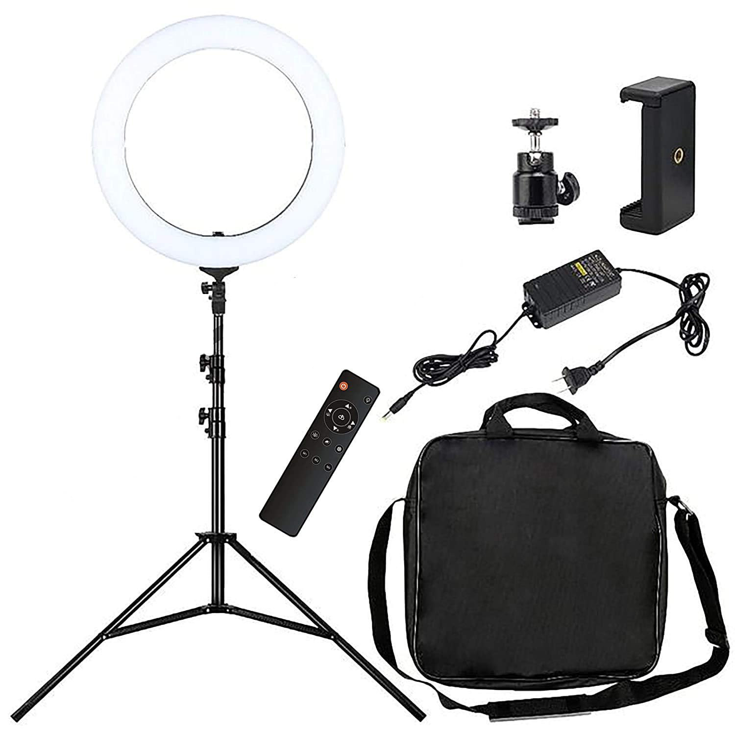 Giftmax 18" LED Ring Light with 7ft Stand & Remote, Phone Holder & Carry Bag – Dimmable Lighting Kit for YouTube, Makeup, Vlogging, iPhone, Android & Camera (Ring Light with Stand)-picture-20