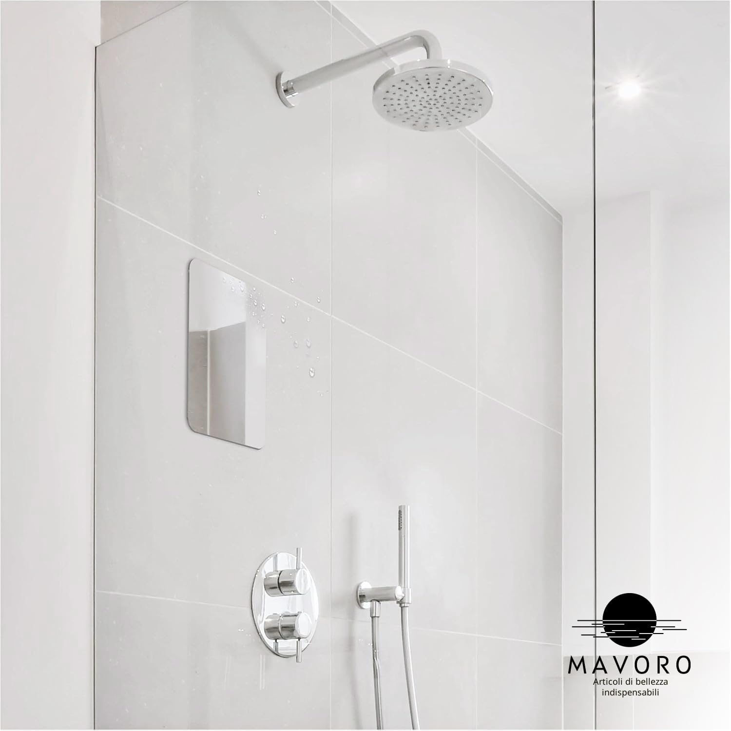 Mavoro 17.5 x 22.5 cm specchio da barba per doccia | Adesivo 3M | Acrilico infrangibile | Meno appannamento | Sottile senza cornice | Peel & Stick | Sicuro senza vetro (1 pack)